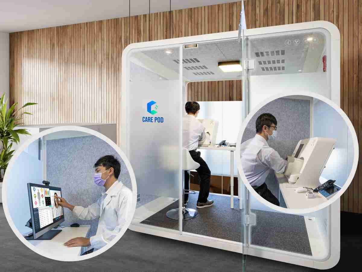 达擎于医疗科技展中展出＂远距诊疗舱＂，，，以因应医疗数字化及社会高龄化趋势下、、复诊及慢性病患等族群对于远距看诊需求逐渐升高所推出的创新整合方案。。。多功能合一、、、高隐私性的远距诊疗舱可根据病患端与医师端的不同需求，，，提供弹性化及客制化功能，，，，节省医生和病患的精力及时间